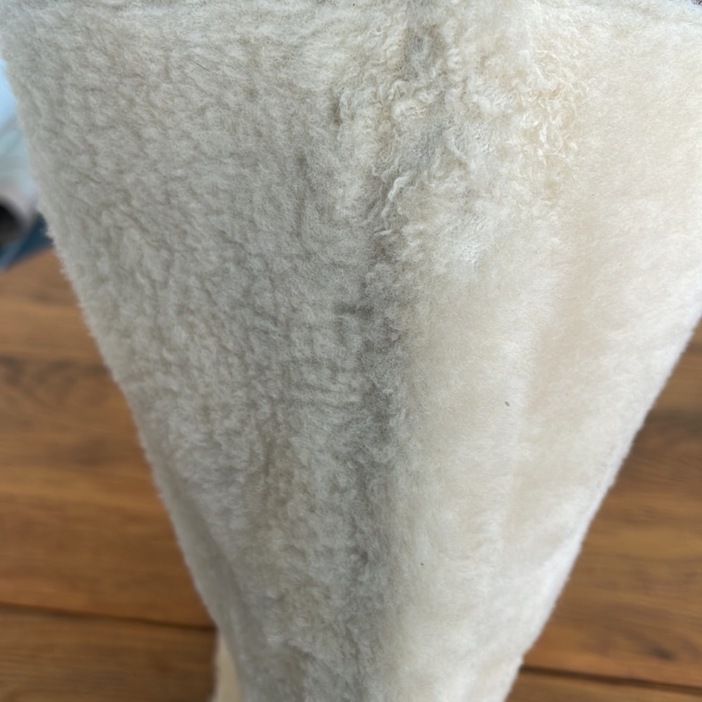 UGG Chrystie Brown Leather Cream Sheepskin Tall Boots - Picture 7 of 8